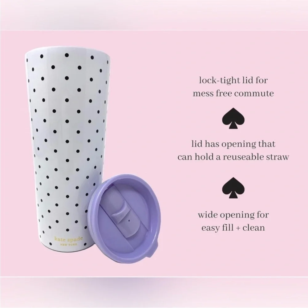 KATE SPADE - 24oz Sparks of Joy Letter L Tumbler, Yellow and Navy, NWOT